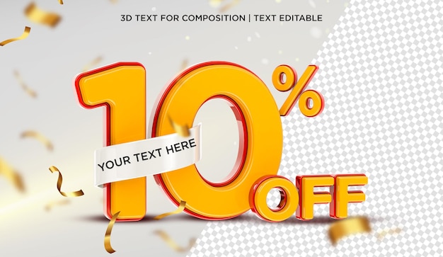 10 percent offer in 3d rendering isolated Premium Psd