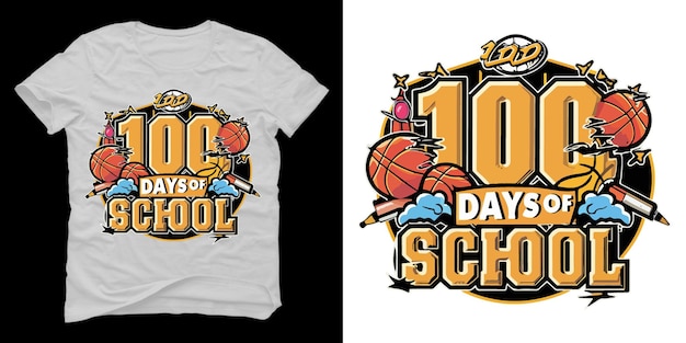 PSD 100 days of school tshirt design psd