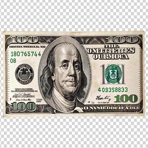 PSD a 100 dollar on transparent background