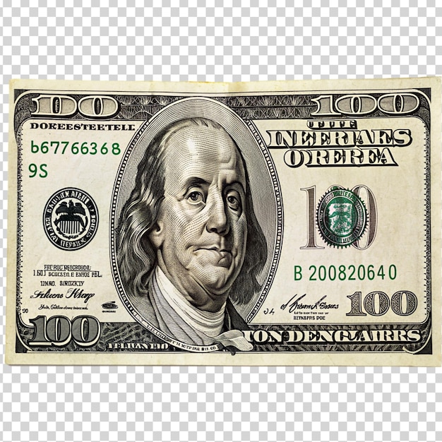 PSD a 100 dollar on transparent background