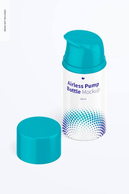 100 ml Airless Pump Bottle Mockup, Isometric View Opened