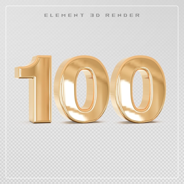 100 number golden 3d render