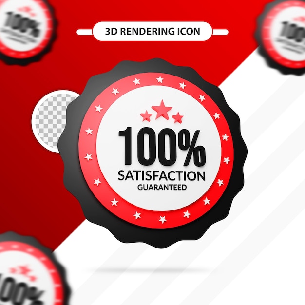 100 percent satisfaction guarantee 3d rendering icon