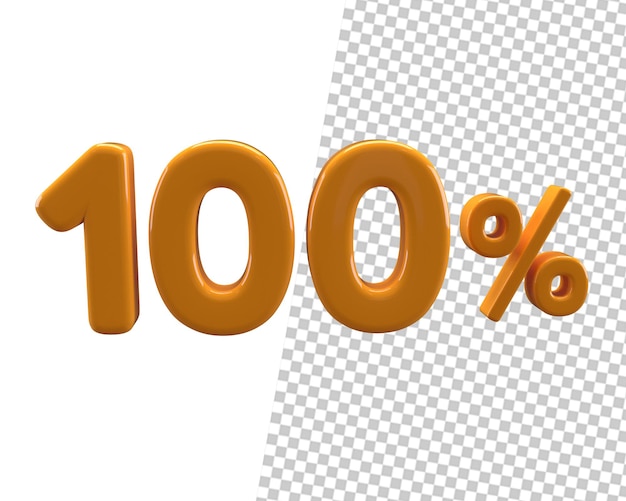 100 percentage golden text 3d