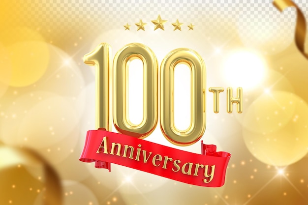 PSD 100th anniversary gold banner 3d