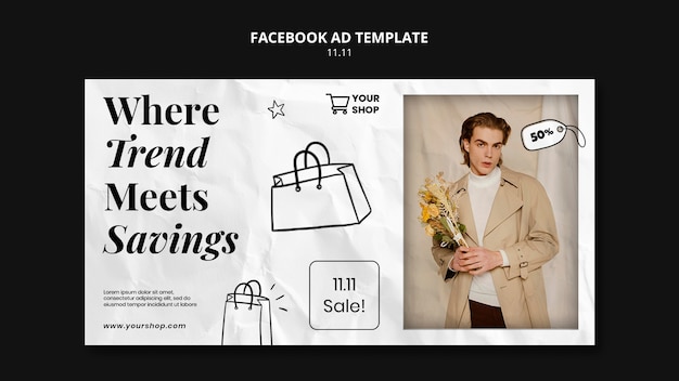 PSD 11.11 flash sale facebook template