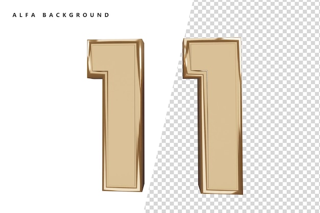 11 Gold number with 3d rendering