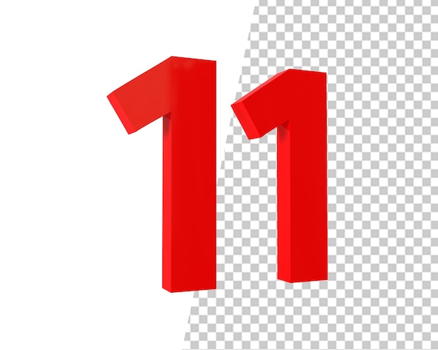 11 number red 3d render