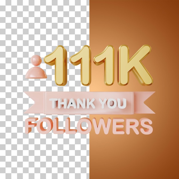 111k followers gold 3D Rendering