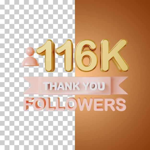 116k followers gold 3D Rendering