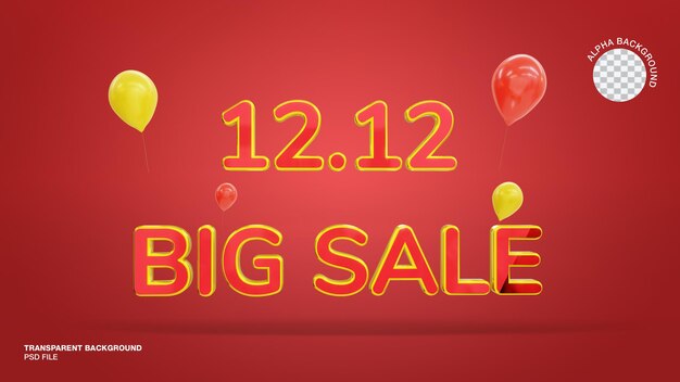 PSD 12 12 big mega sale 3d render isolated psd design