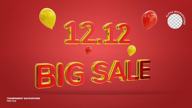 PSD 12 12 big mega sale 3d render isolated psd design