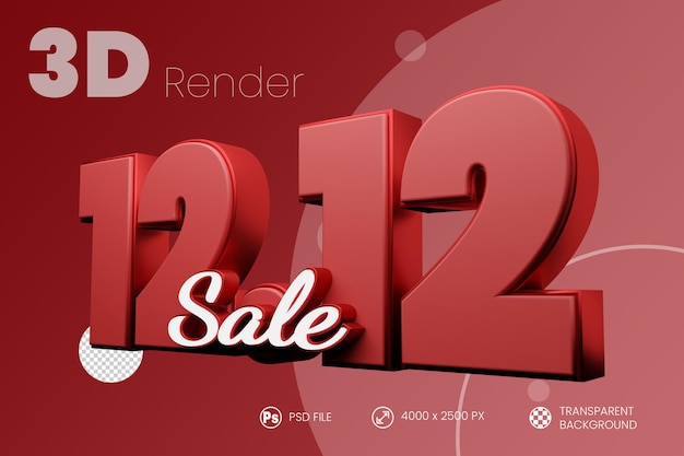 12.12 Sale lettering 3D  render isolated background