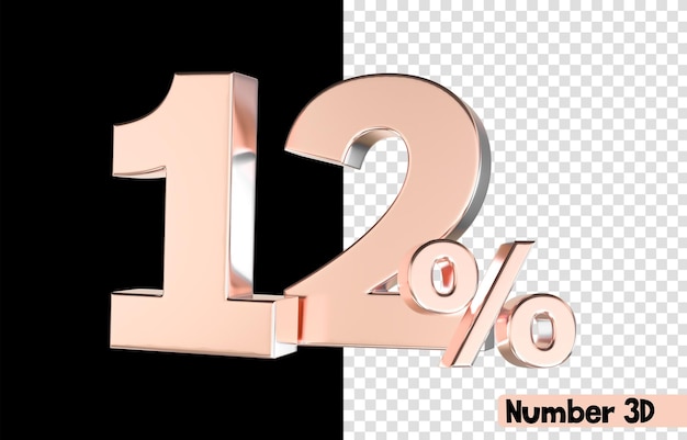 12 Number Gold 3d render