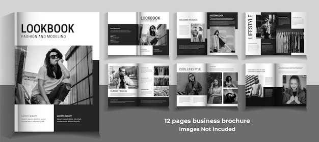 12 page fashion magazine template minimalist design