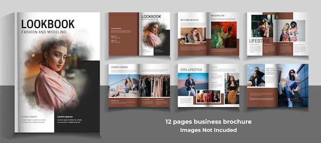 12 page fashion magazine template minimalist design