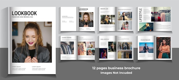 12 page fashion magazine template minimalist design