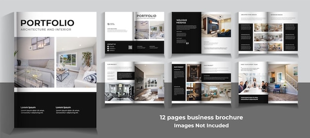 12 page interior brochure template minimalist design