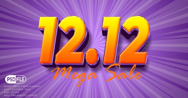 1212 mega sale editable text effect