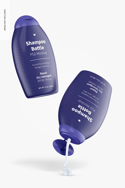 13 Oz Shampoo Bottles Mockup, Closed and Opened