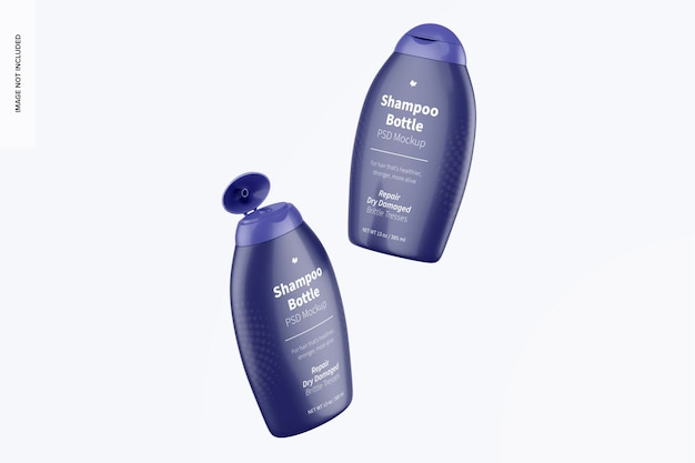 13 Oz Shampoo Bottles Mockup, Floating