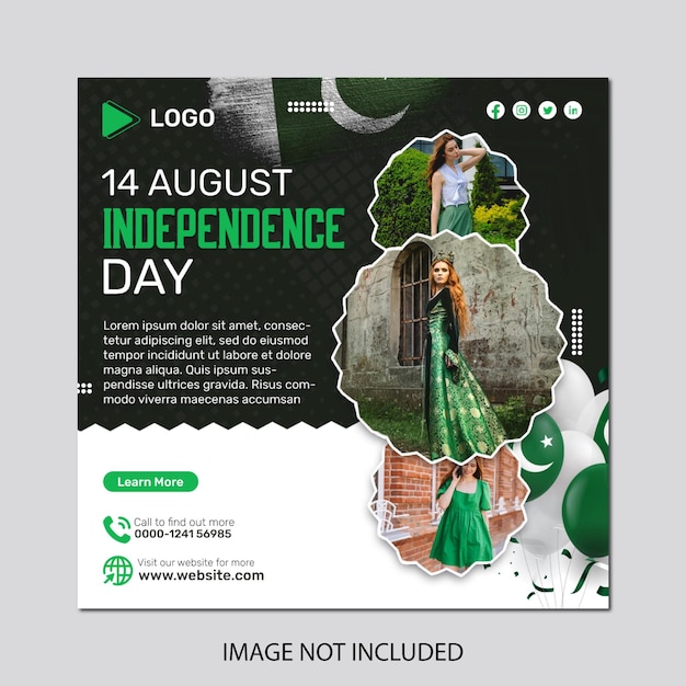 14 august pakistan independence day social media banner template