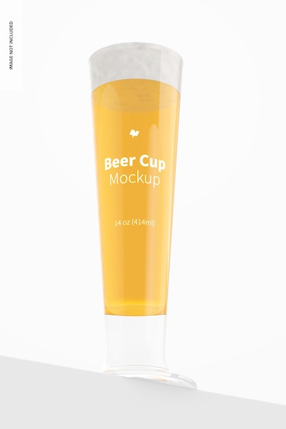 14 oz Glass Beer Cup Mockup, Bottom Front View