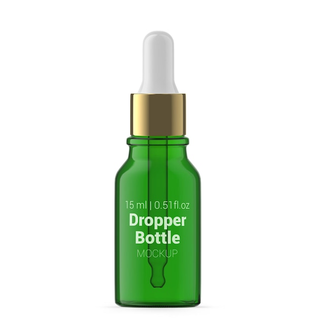 15 ml Green Glass Dropper Bottle with Pipette Mockup