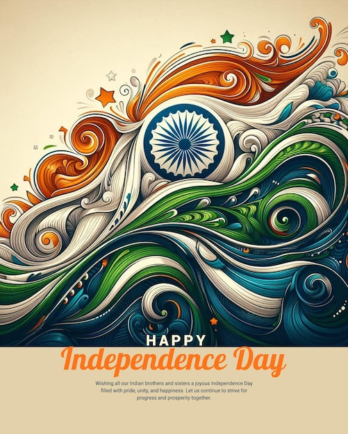 PSD 15th august india independence day social media post template background design