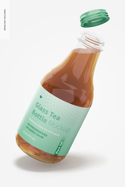 16 oz Glass Tea Bottle PSD Mockup, Floating