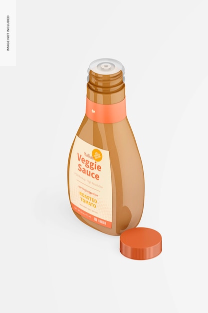 16 oz Italian Veggie Sauce Bottle Mockup, Isometric Left View