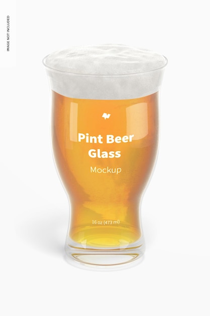 16 oz Pint Beer Glass Mockup, Front View