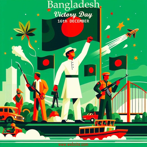 PSD 16th december bangladesh victory day celebration poster banner design for bangladesh