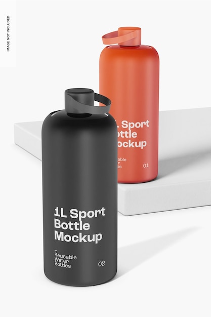 1L Sport Bottles Mockup