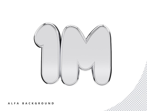 1m silver number with 3d rendering