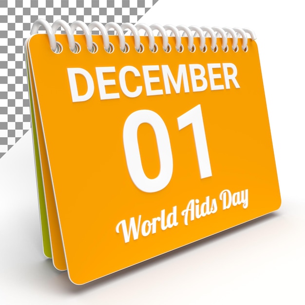 1st December, world aids day calendar 3d rendering, world aids day 3d calendar.