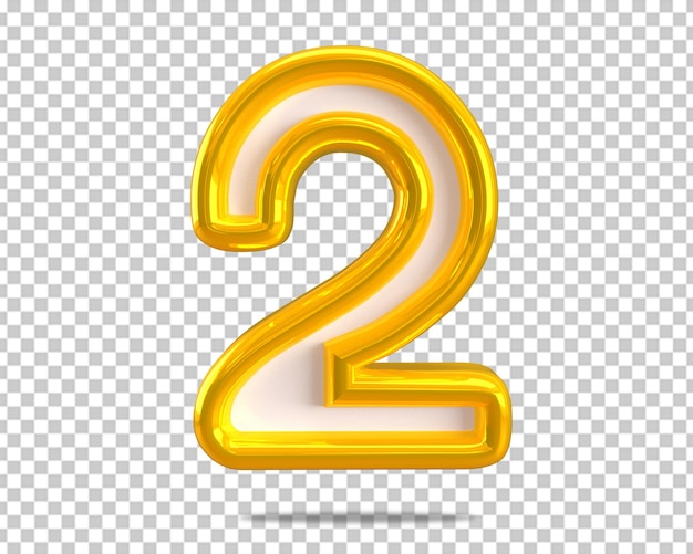 2 gold number luxury 3d two text