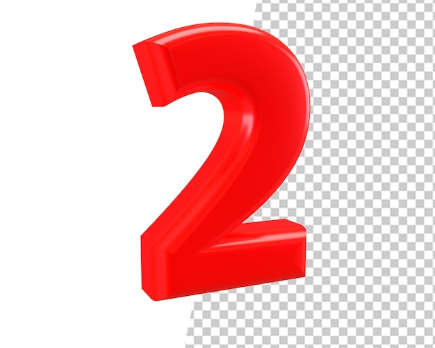 2 number two logo text red icon 3d render