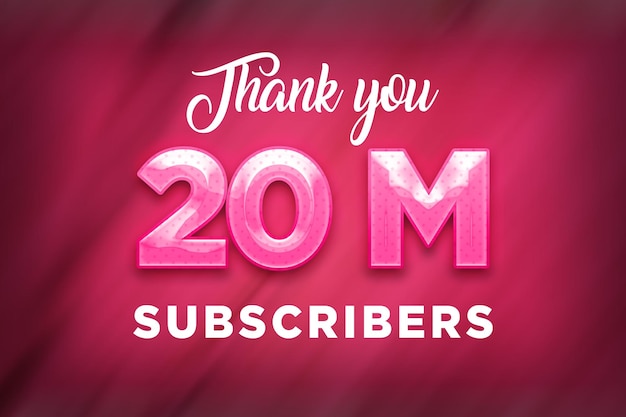 20 Milion Subscribers Celebration Greeting Banner with Pink Design