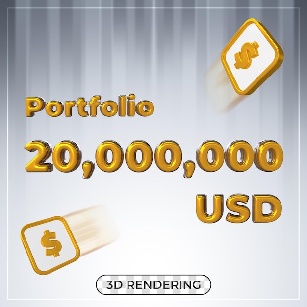 20 million dollar USD portfolio 3d rendering