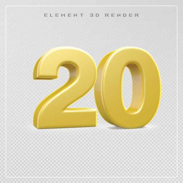 20 number golden 3d render