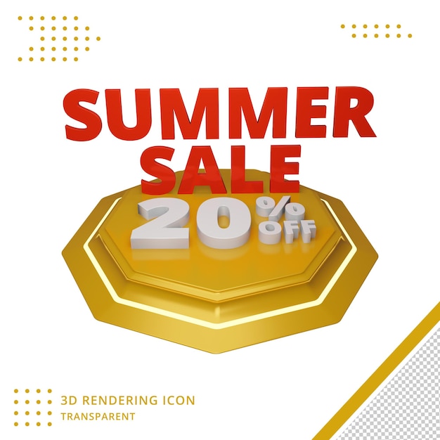 20 percent 3d summer discount offer in 3d rendering 