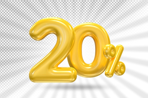 20 percent balloons gold luxury offer in 3d