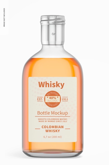 200 ml Whisky Bottle Mockup, Front View