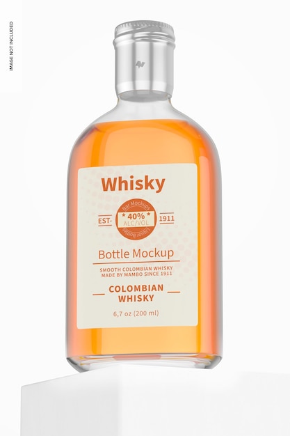 200 ml Whisky Bottle Mockup, Low Angle View