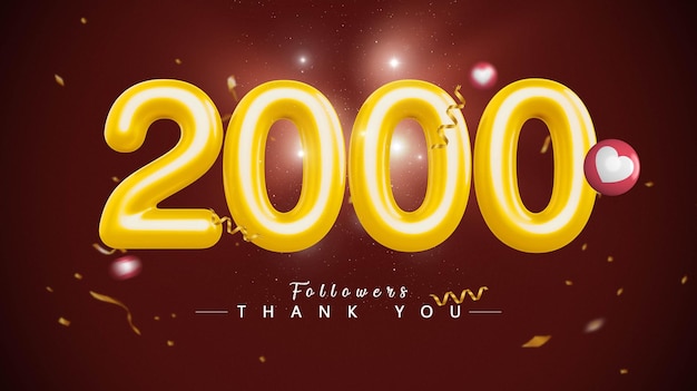 2000 followers number gold