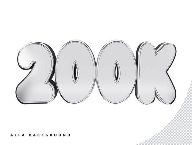 200k silver number with 3d rendering