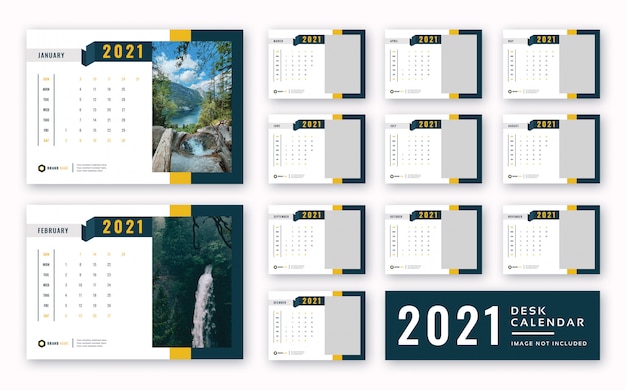 2021 desk calendar print ready template