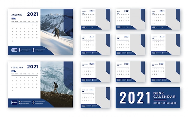 2021 Desk calendar template