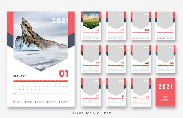 PSD 2021 wall calendar template design